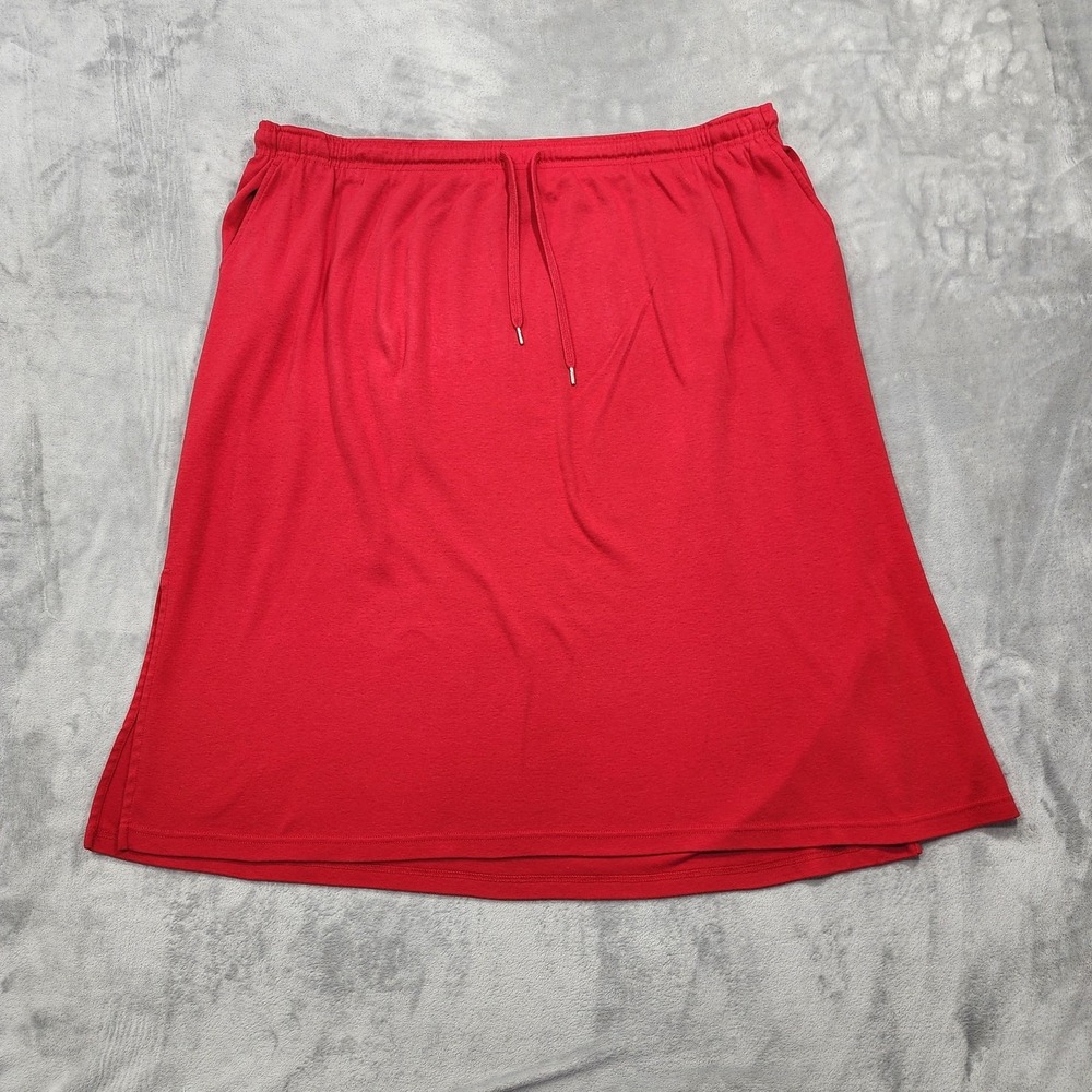 Woman Within Skirt Womens 4X PETITE Red Jersey Maxi Drawstring Waist Casual